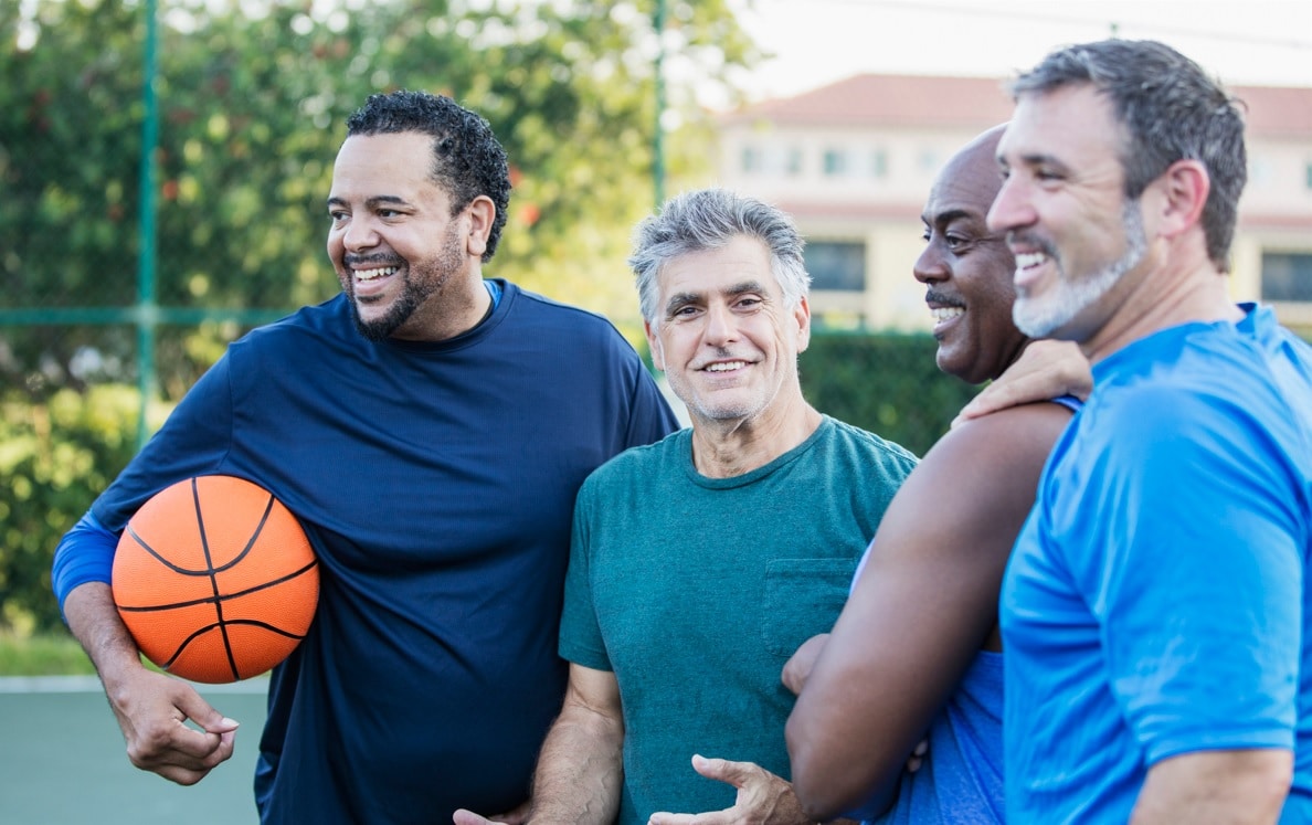 middle aged men playing basketball prone to weekend warrior injuries